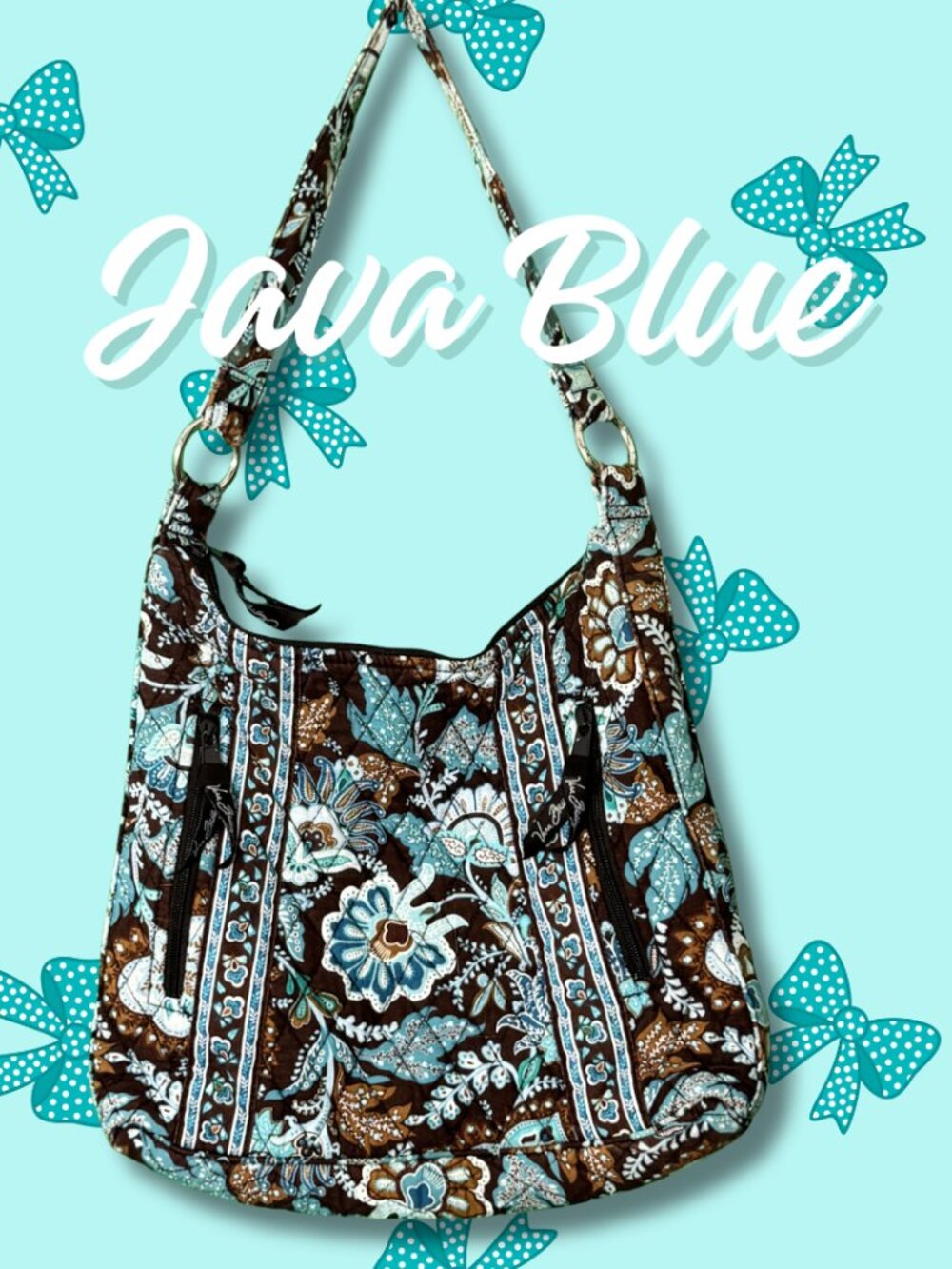 Vera Bradley Java Blue Hobo Bag Retired 2006 Y2K Paisley Shoulder Purse